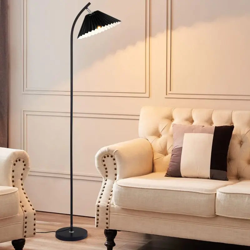 Luminária de Chão Nordic Plissada Moderna para Sala e Quarto
