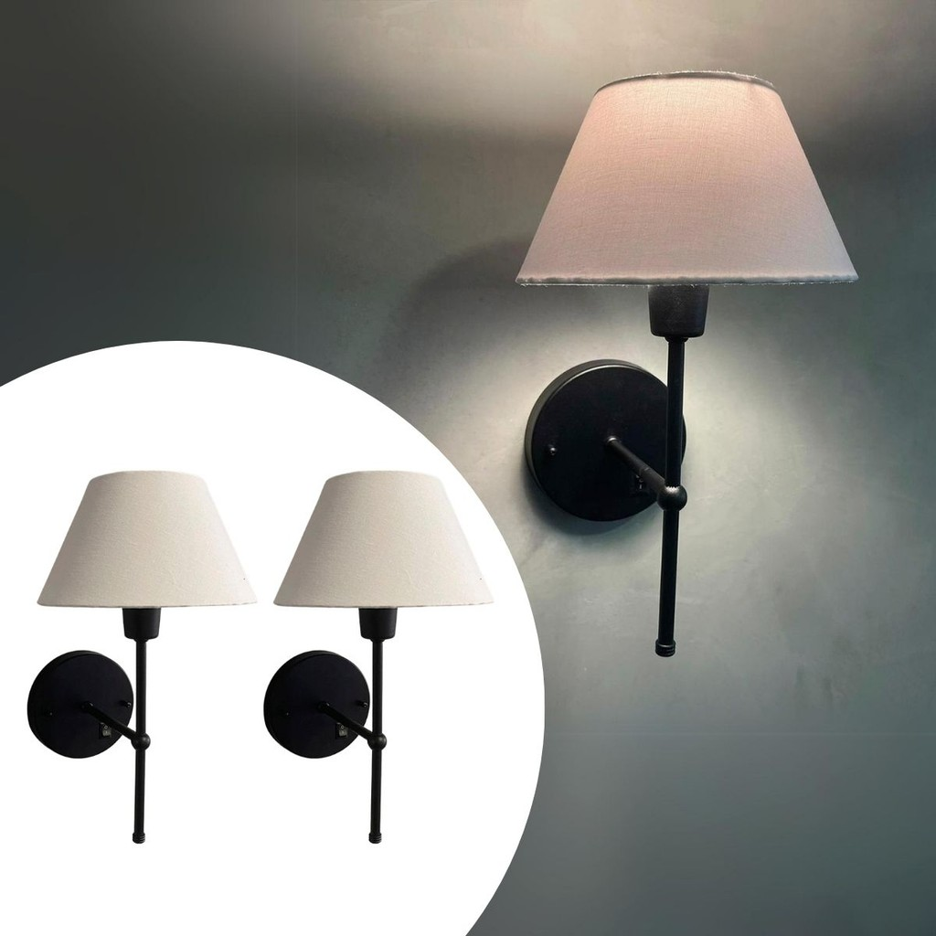 Kit 2 Arandelas de Parede Cabeceira Com Interruptor Cupula