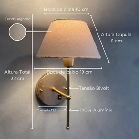 Kit 2 Arandelas de Parede Cabeceira Com Interruptor Cupula
