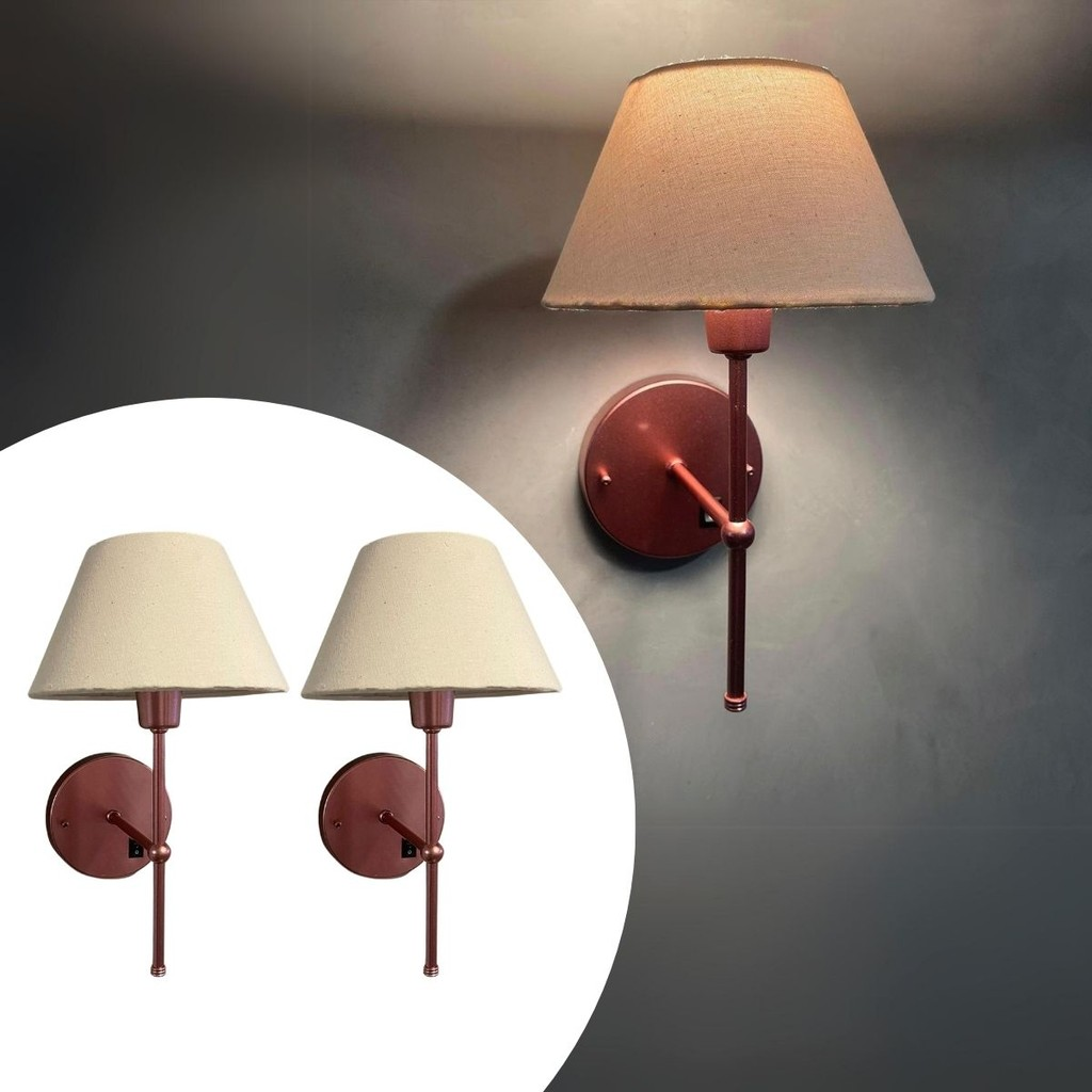 Kit 2 Arandelas de Parede Cabeceira Com Interruptor Cupula