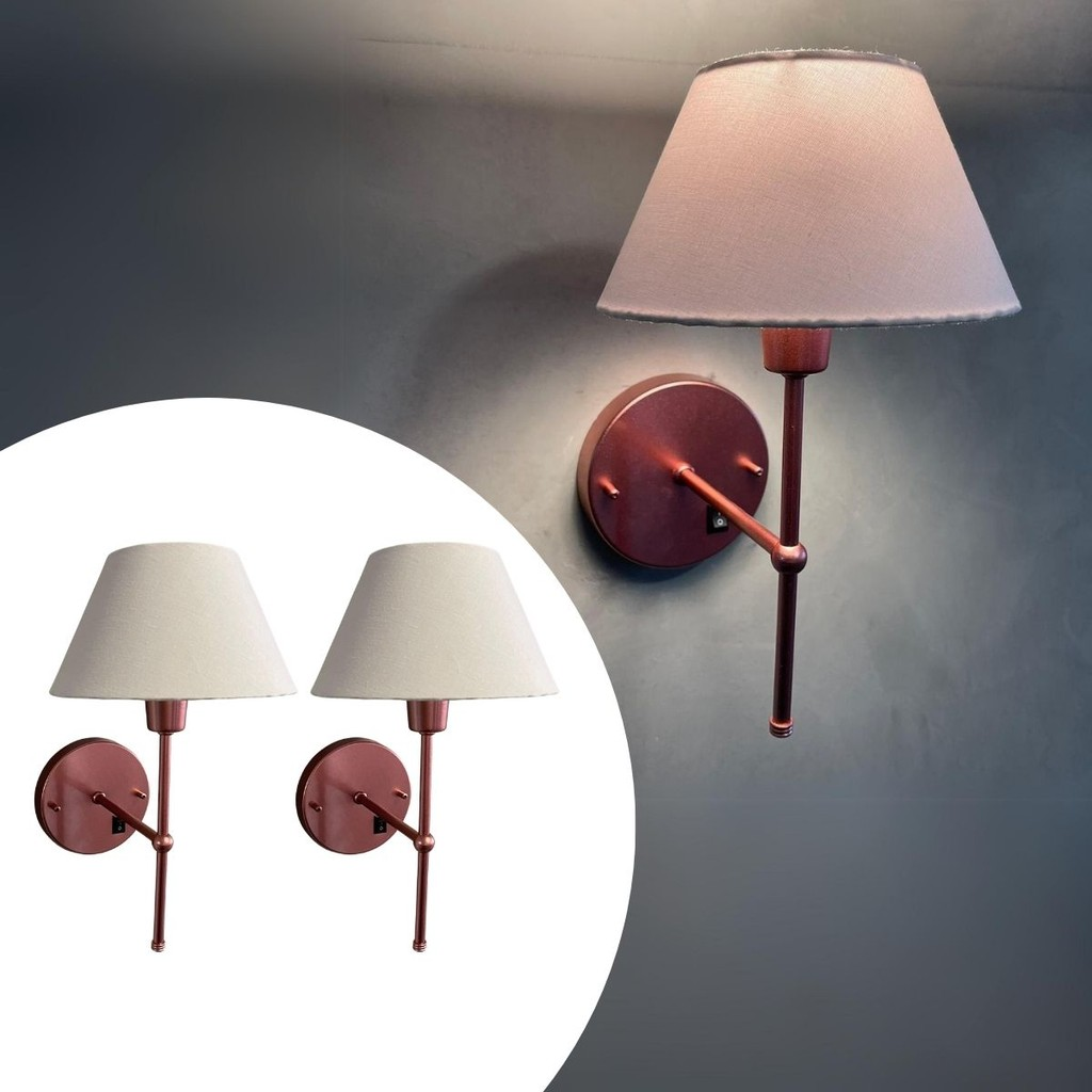 Kit 2 Arandelas de Parede Cabeceira Com Interruptor Cupula