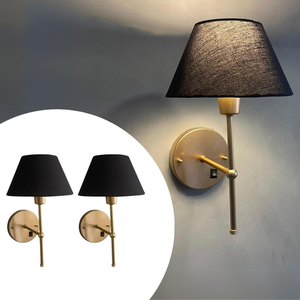 Kit 2 Arandelas de Parede Cabeceira Com Interruptor Cupula